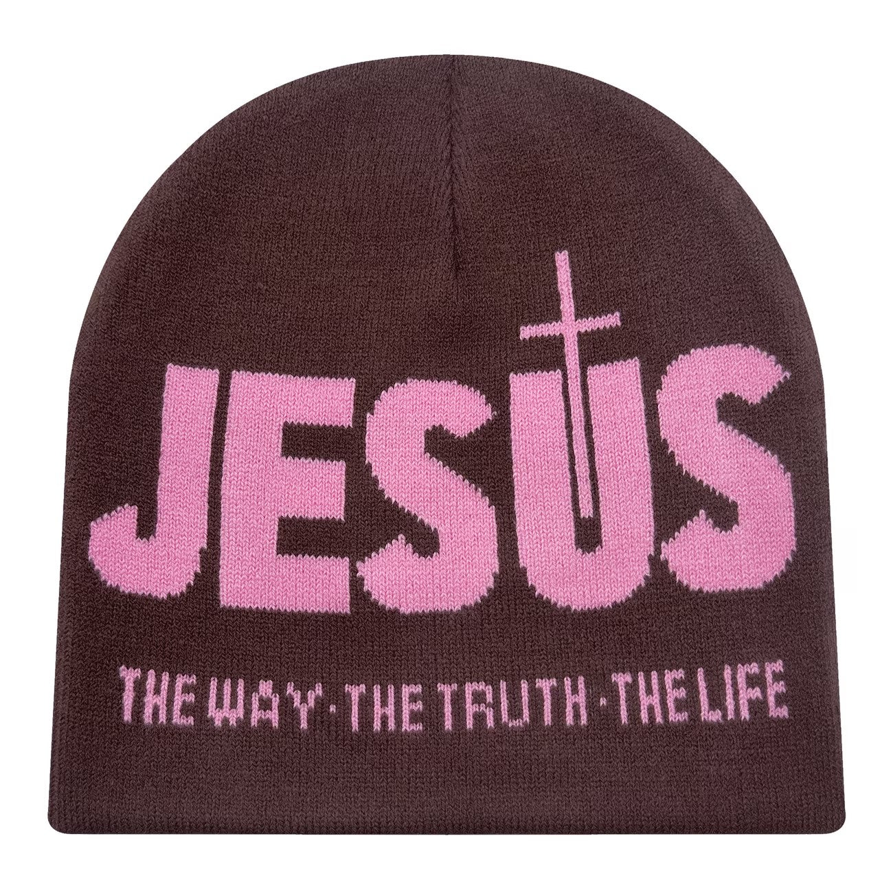The Jesus Beanie in Brown/Pink