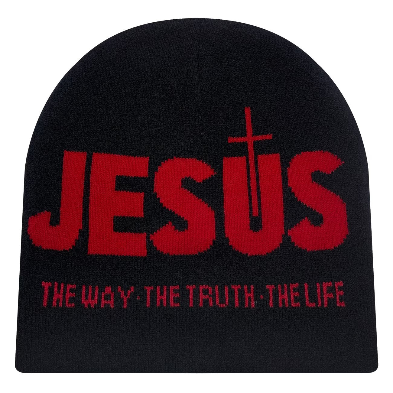 The Jesus Beanie in Black/Red